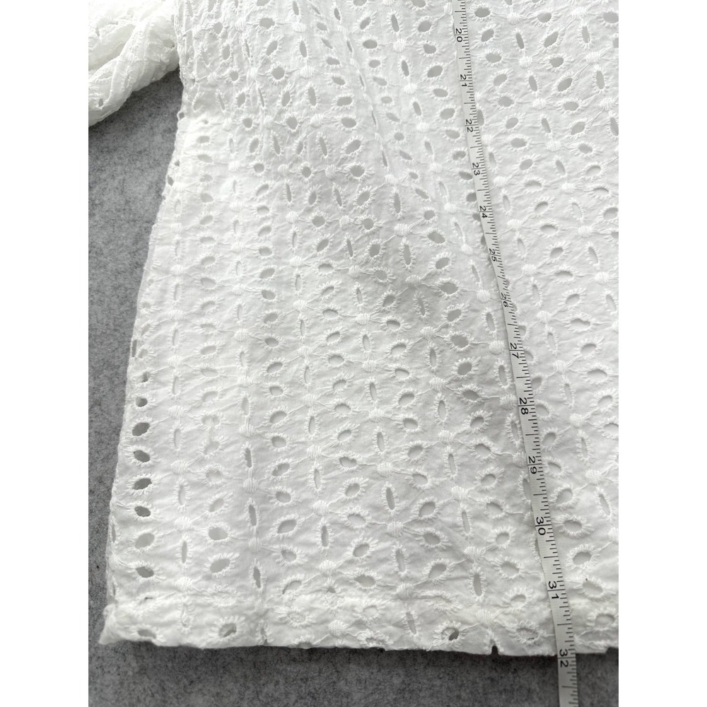 Shein Eyelet Mini Dress White Sweetheart Neck Short Puff Sleeves Women's Large - Picture 8 of 11